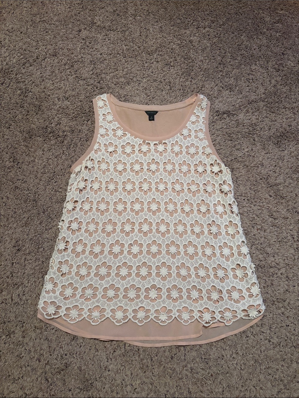 Ann Taylor Crochet Tank Sleeveless Top Blouse M